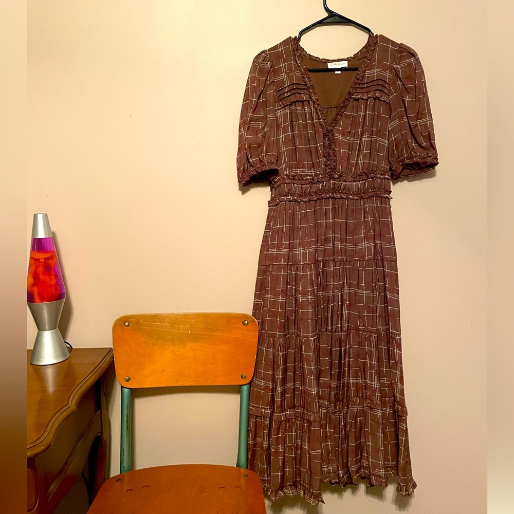 Ruffled short sleeve maxi dress